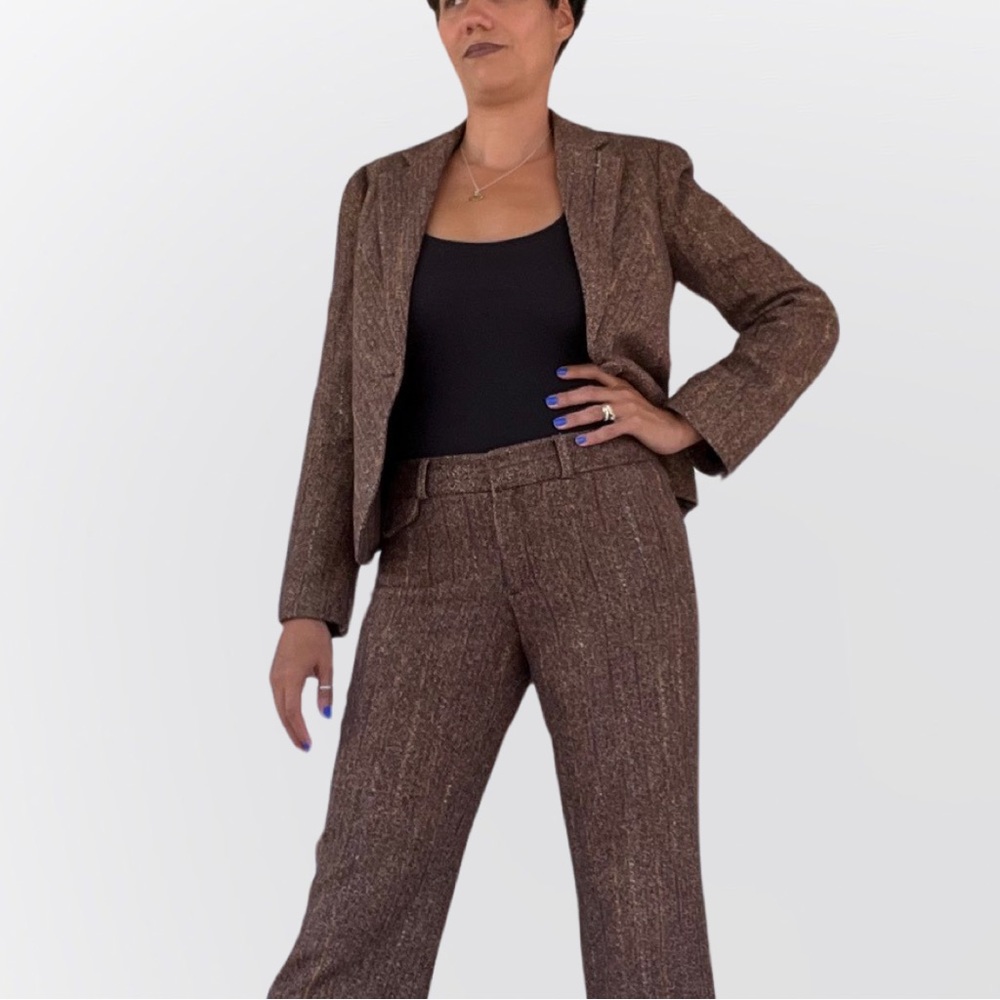 Banana Republic Timeless ￼￼VNG￼ Brown Wool Tweed￼ shimmering Thread Suit ￼6/8